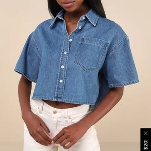 Blue Denim Cropped Shirt